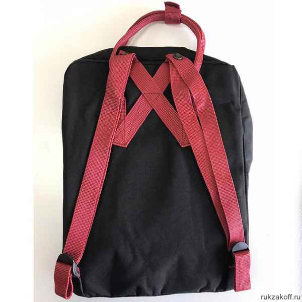 Рюкзак Fjallraven Kanken Classic 16l Black/Ox Red с красными ручками