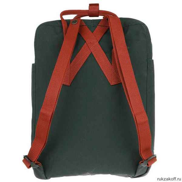 Рюкзак Fjallraven Kanken Classic 16l Forest Green/Ox Red зеленый с рыжими ручками