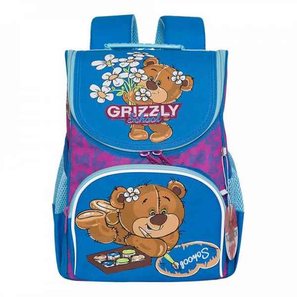 Рюкзак школьный с мешком Grizzly RAm-084-6 Фиолетовый/Лазурный