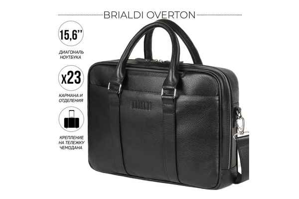 Мужская деловая сумка BRIALDI Overton relief brown