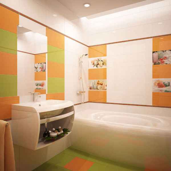 Оранжевая ванная комната: дизайн, фото коллекции плитки