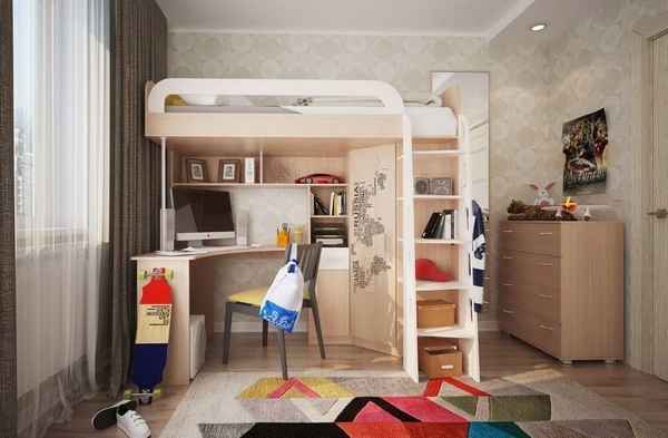 Детская кровать-чердак: современный дизайн компактности в комнаты