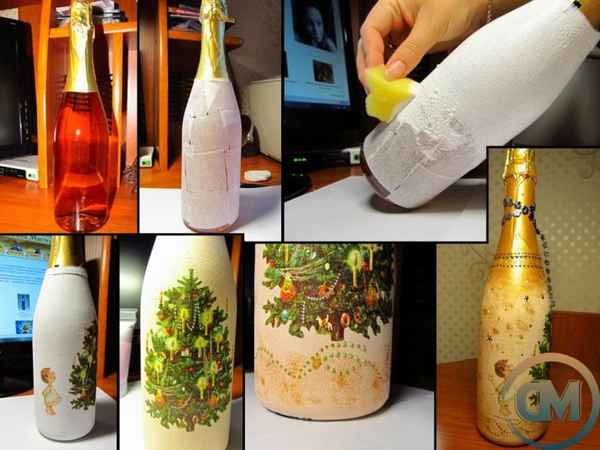 Декупаж бутылок салфетками: как сделать своими руками на пластиковой таре
