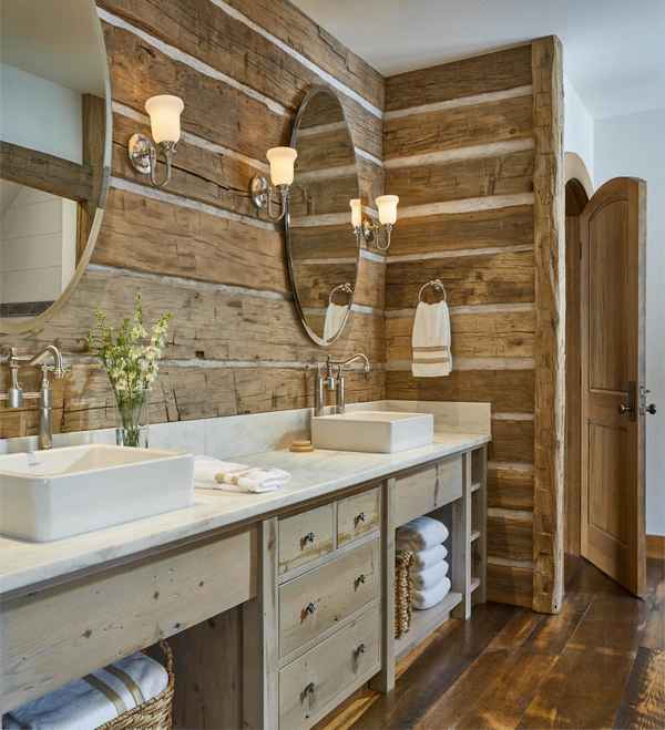 Состаренная древесина в интерьере ванной; 10 интересных фотопримеров