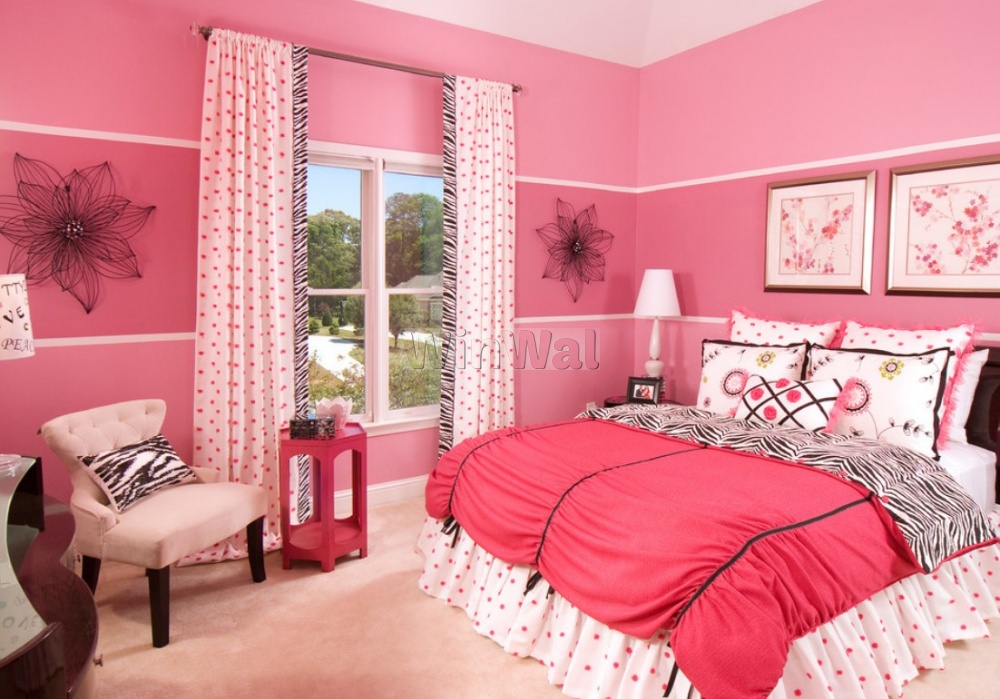Цвет мебели под розовые обои