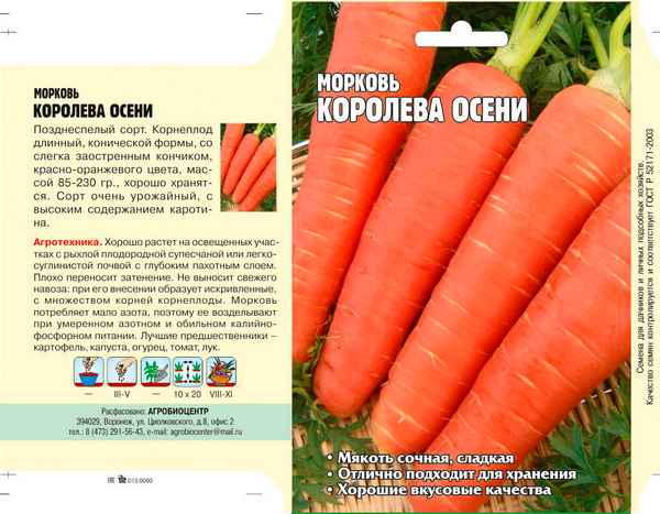 Хаpaктеристика и описание сорта моркови Королева осени