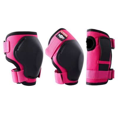 Комплект защиты 3x2 для роликов, скейтборда и самоката для детей розовый 100 OXELO - купить в интернет-магазине