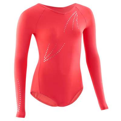 Купальник с длинными рукавами для спорт. гимнастики женский розовый DOMYOS - купить в интернет-магазине