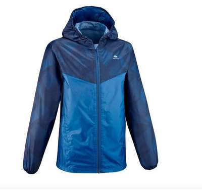 Куртка водонепроницаемая для походов для детей 7–15 лет синяя MH150 QUECHUA - купить в интернет-магазине