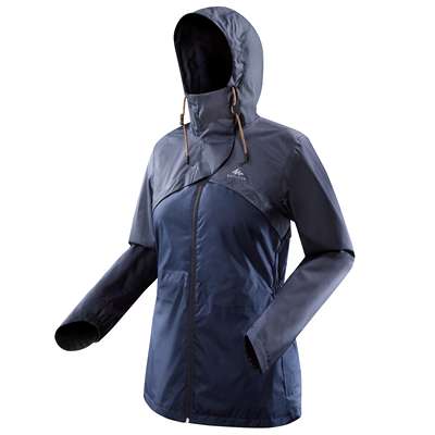 Куртка походная водонепроницаемая женская синяя NH500 QUECHUA - купить в интернет-магазине
