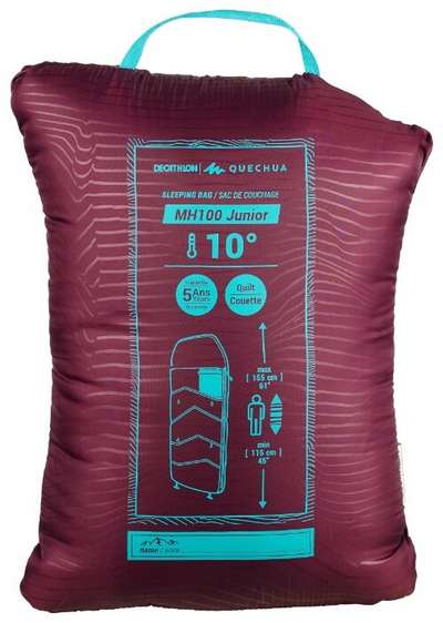 Мешок спальный 10° детский туристический  темно-красный MH100 QUECHUA - купить в интернет-магазине