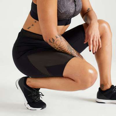 Шорты для фитнеса женские облегающие черные DOMYOS - купить в интернет-магазине